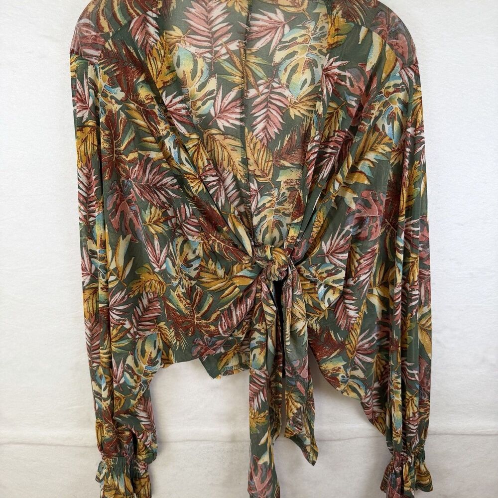 Ember Womens Sheer Tropical Wrap Shawl Cardigan Resort‎ Holiday Vacation Sz M